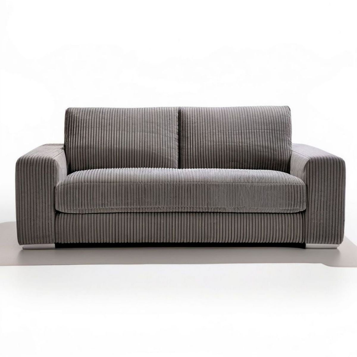 2-Sitzer-Cordsofa Grau aus Polyester, 160 × 90 × 85 cm