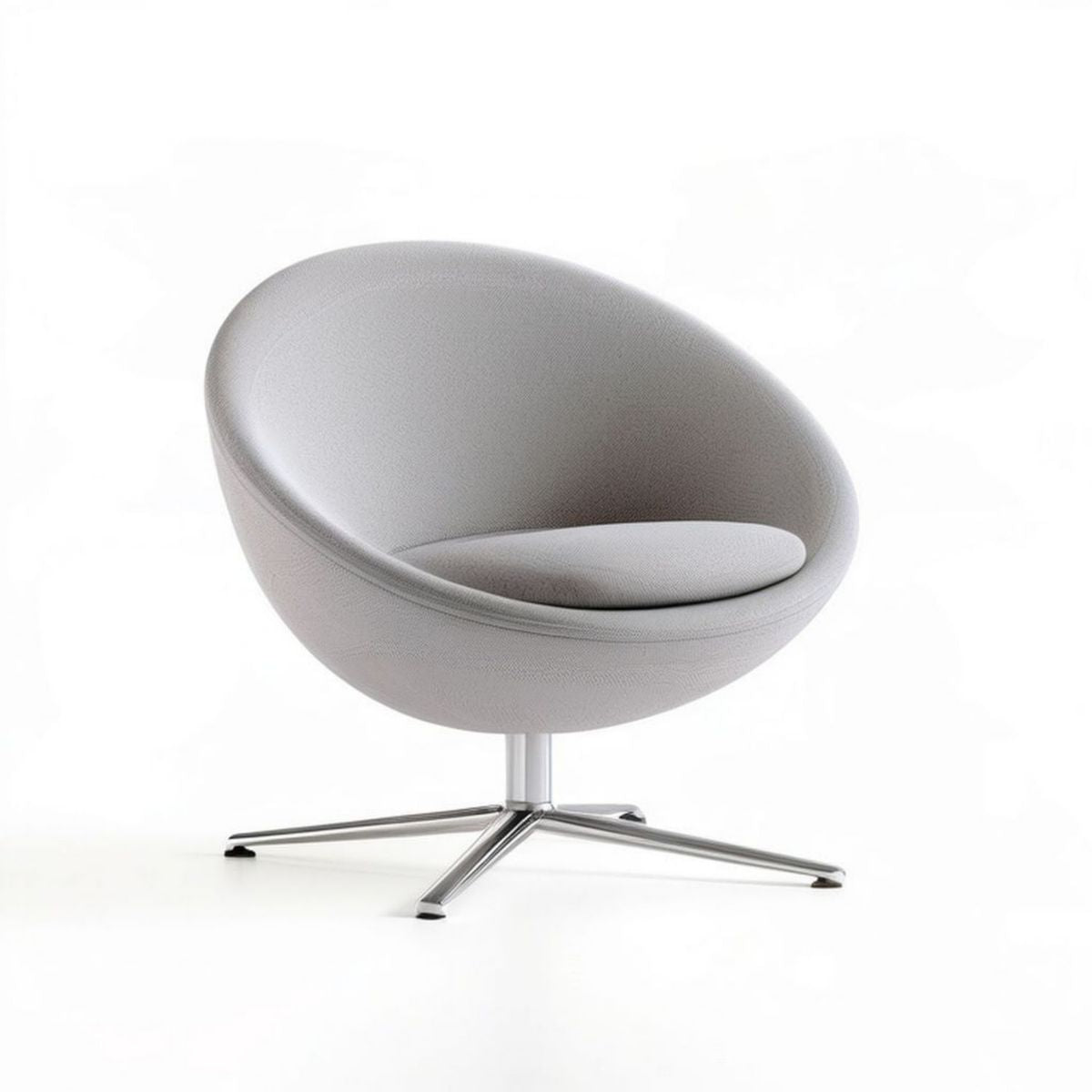 Drehbarer Loungesessel in Hellgrau mit silbernem Edelstahlfuss, 75 x 74 x 84 cm