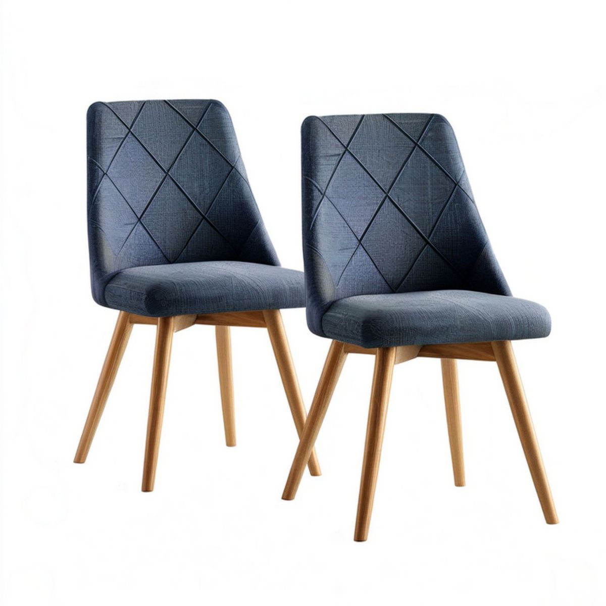 2er-Set Esszimmerstühle, dunkelblau mit Buchenholzbeinen, 45 x 54 x 88 cm