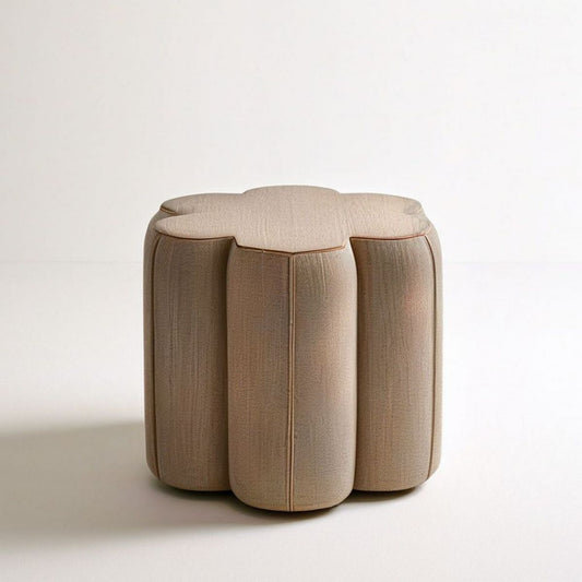 Runder Polsterhocker Beige, Ø 45 cm, Höhe 48 cm