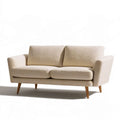 2-Sitzer-Sofa Creme, 160 x 85 x 82 cm, Bouclé-Polyesterbezug und Kiefernholzbeine