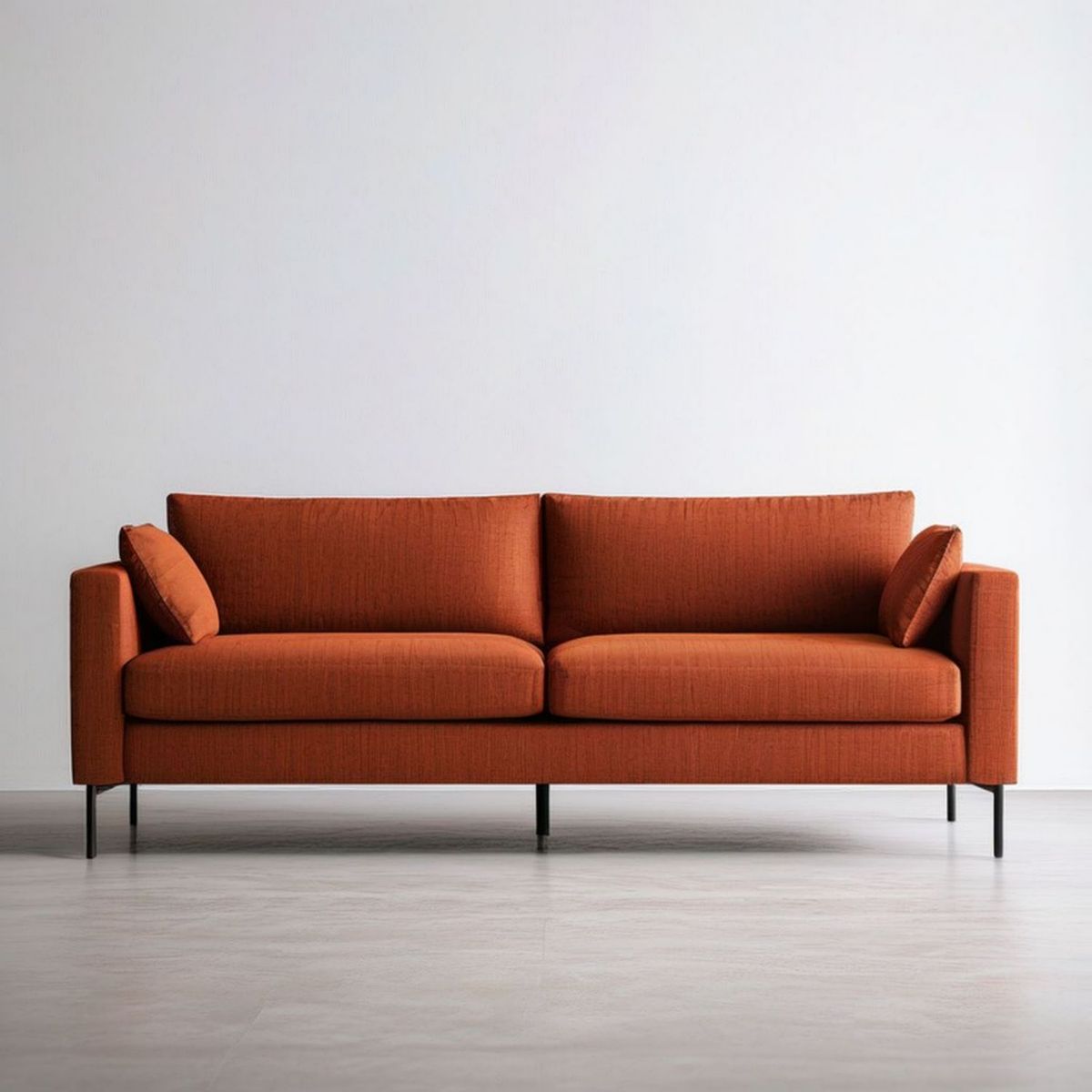 2-Sitzer-Sofa 200 x 88 x 82 cm Rostrot mit Polyesterbezug und schwarzen Metallfüssen