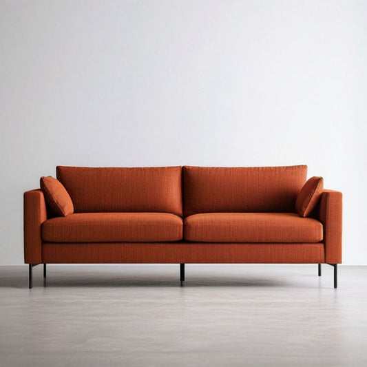 2-Sitzer-Sofa 200 x 88 x 82 cm Rostrot mit Polyesterbezug und schwarzen Metallfüssen