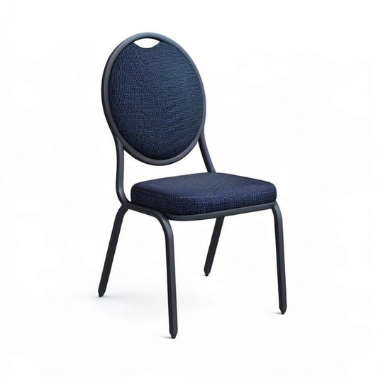 Gepolsterter Stuhl 46 x 55 x 92 cm Dunkelblau/Schwarz mit ovaler Rückenlehne