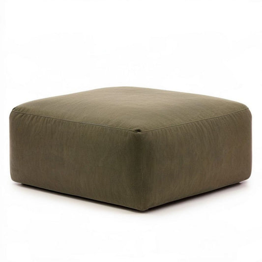 Quadratischer Samt-Hocker Olivgrün, 90 x 90 x 40 cm
