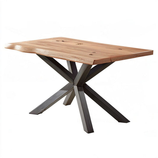 Esstisch 180 x 90 x 76 cm aus Akazien-Massivholz Naturbraun/Schwarz