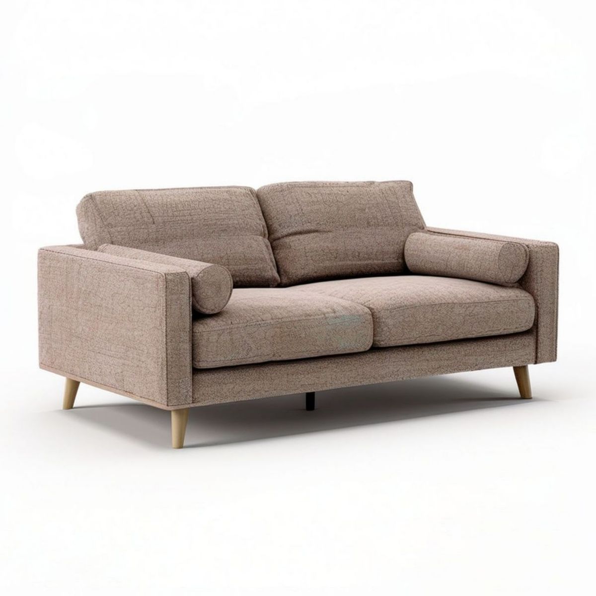 2-Sitzer-Sofa in Taupe mit Holzbeinen, 170 x 90 x 85 cm