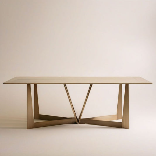 Rechteckiger Massivholz-Esstisch 200 x 100 x 75 cm Naturbraun