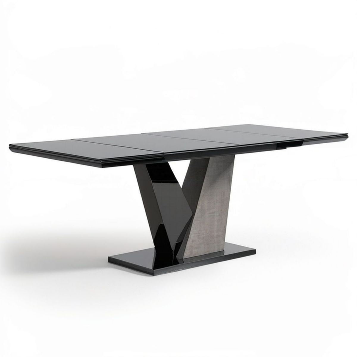 Ausziehbarer Esstisch 160–200 x 90 x 76 cm Schwarz/Grau, rechteckig, MDF Hochglanz