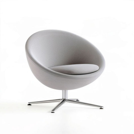 Drehbarer Loungesessel in Hellgrau mit silbernem Edelstahlfuss, 75 x 74 x 84 cm